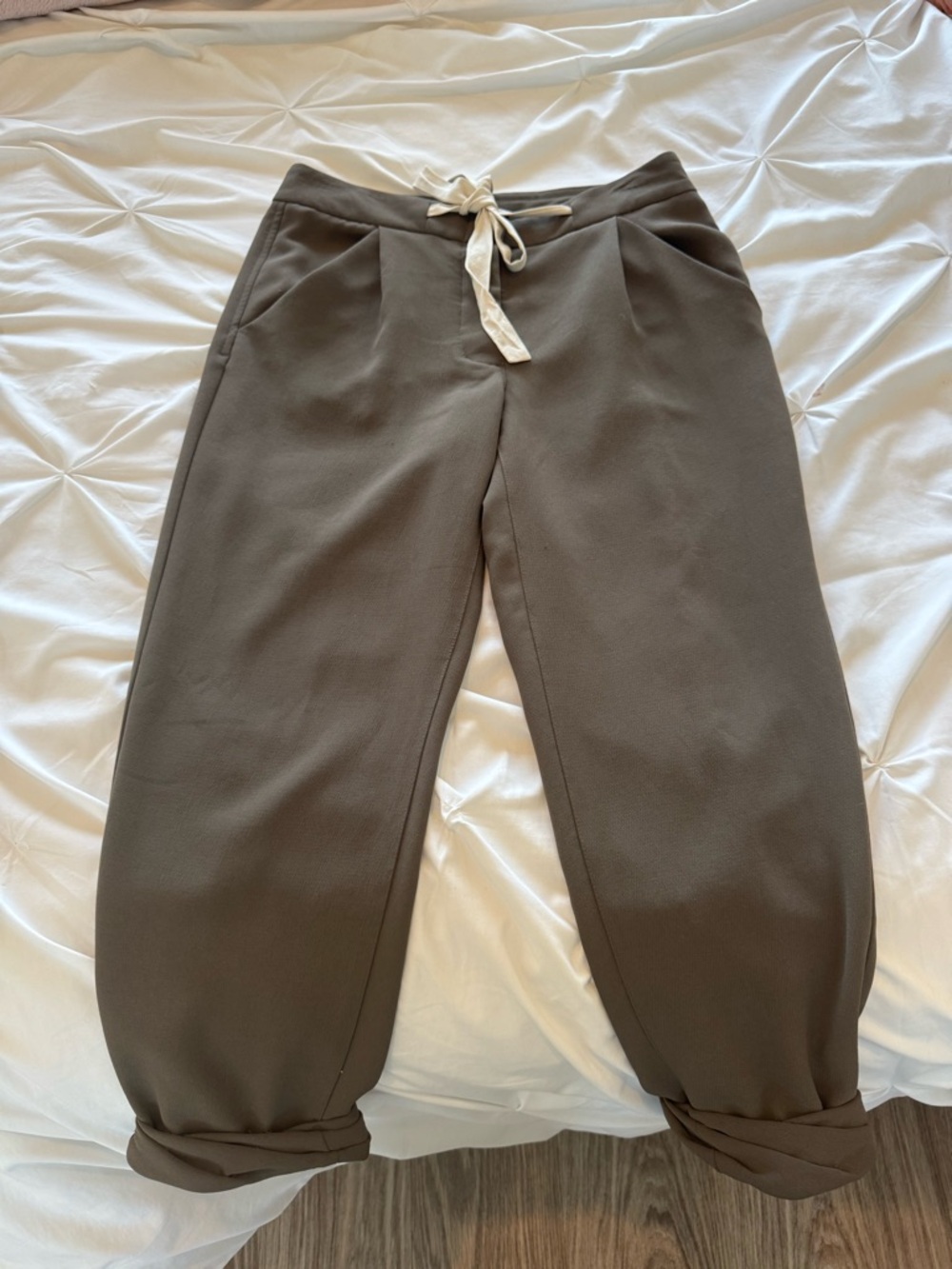 Aritzia Wilfred Relaxed Drawstring Jogger Pants in Olive Brown
